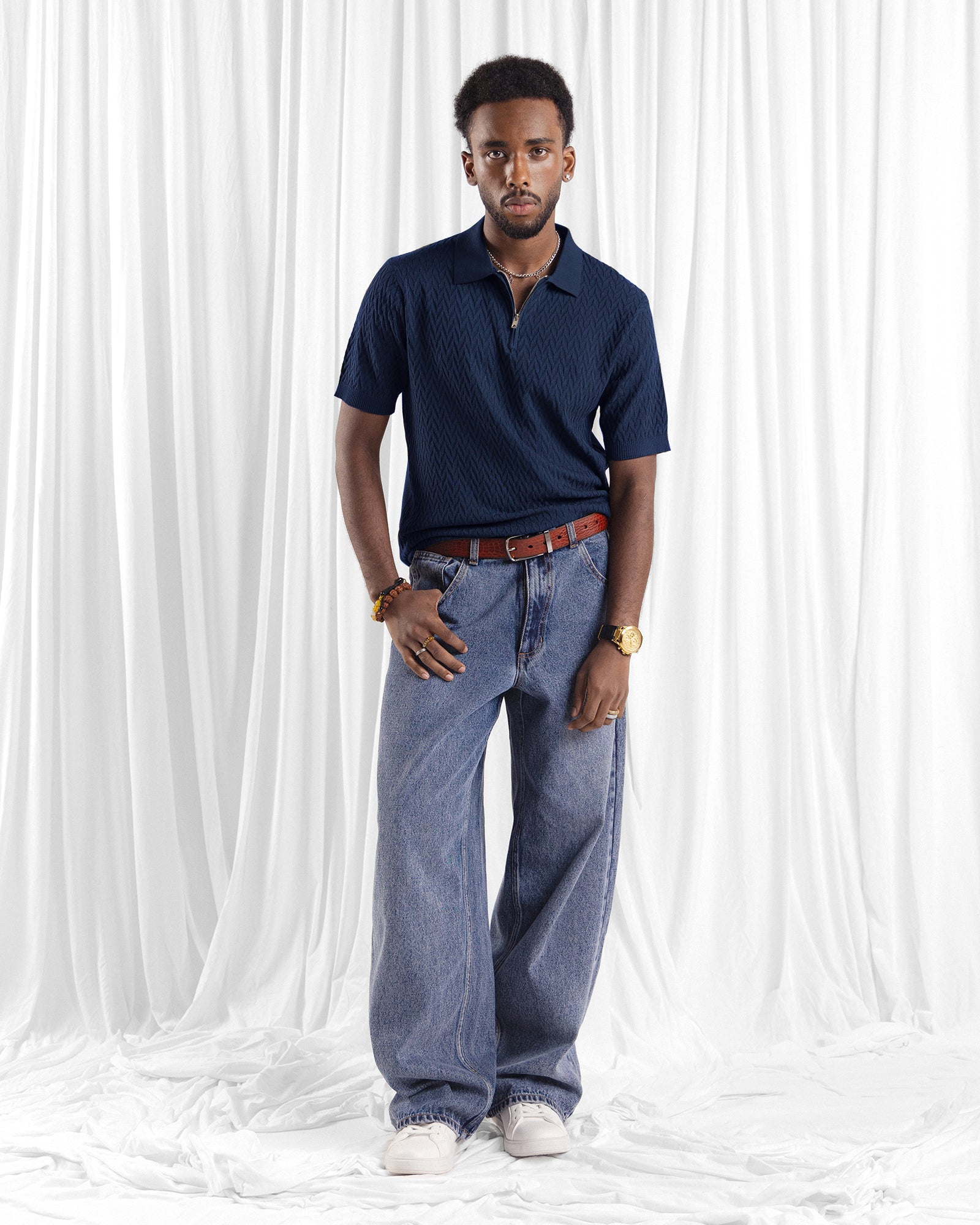 Men Zipper Polo