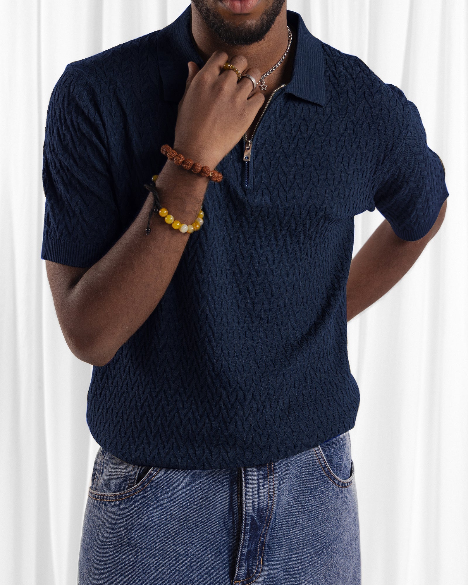 Men Zipper Polo