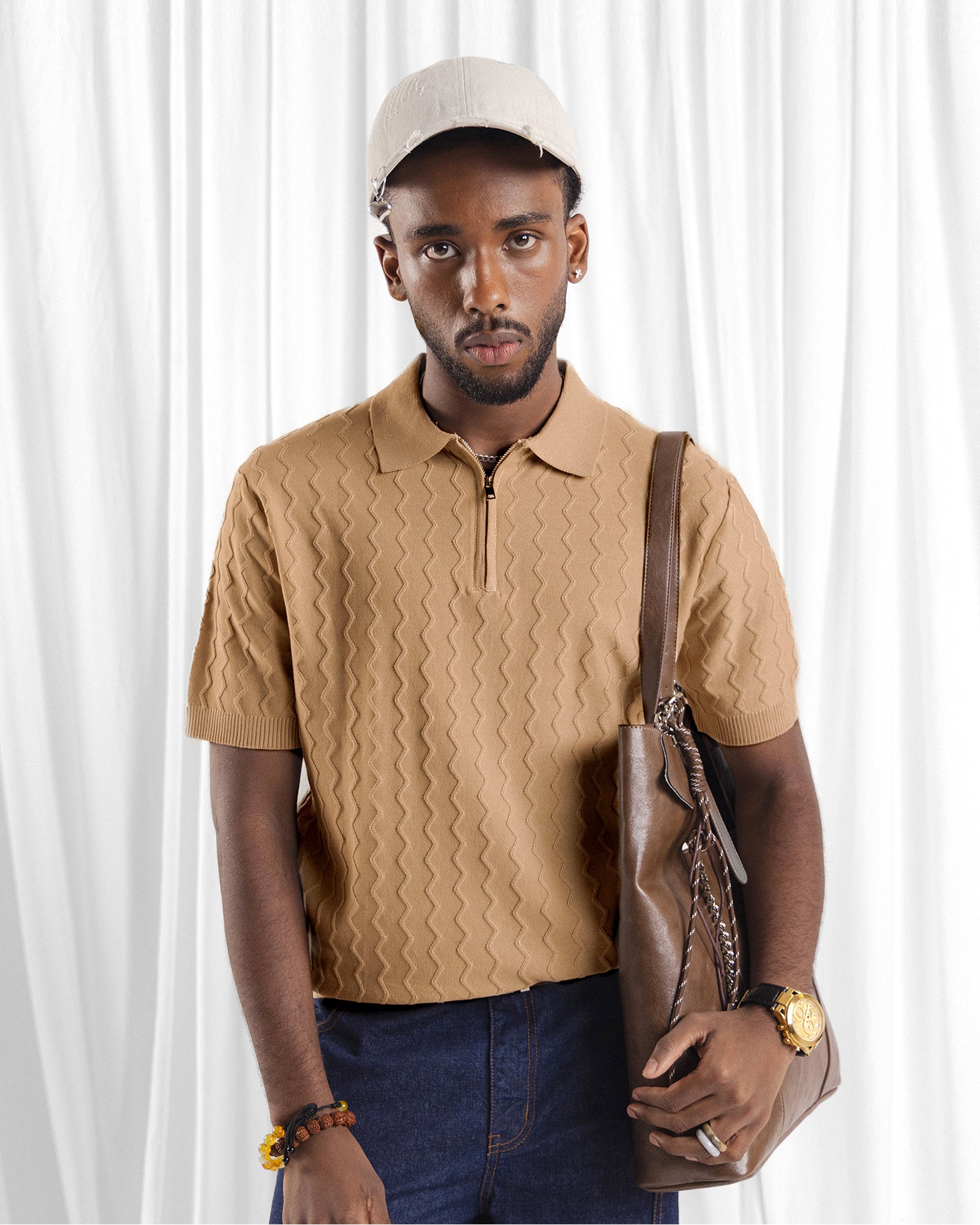 Men Zipper Polo