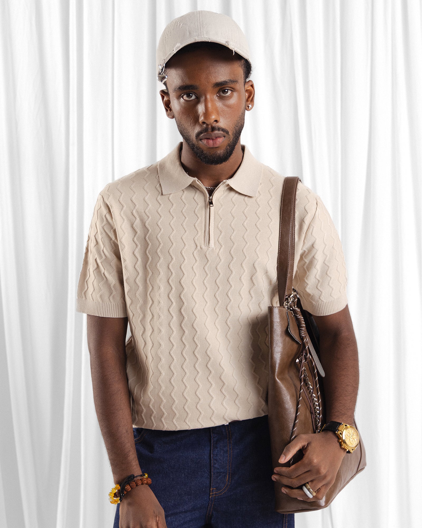 Men Zipper Polo
